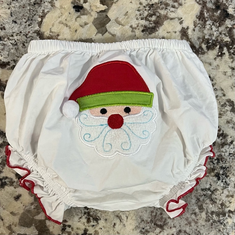 Festive Santa Baby Diaper Cover - White and Red